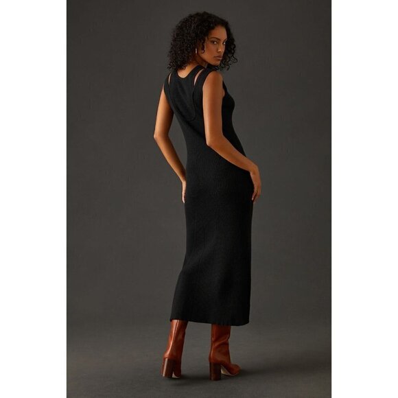 NWT Anthropologie Favorite Daughter Gemini Dress M $298 Black Cashmere Blend - Picture 4 of 11